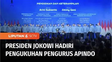 Presiden Joko Widodo menghadiri pengukuhan Dewan Pimpinan Nasional Asosiasi Pengusaha Indonesia, atau APINDO masa bakti 2023-2028. APINDO akan mengedepankan program pengentasan stunting dan UMKM merdeka.