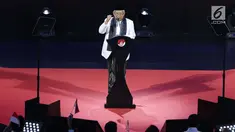 Wakil Presiden terpilih 2019-2024, KH Ma’ruf Amin saat menyambung pidato Visi Indonesia yang disampaikan Presiden RI terpilih 2019-2014, Joko Widodo di SICC, Sentul, Kab Bogor, Jawa Barat, Minggu (14/7/2019). KH Ma’ruf Amin menutup pidato dengan doa bagi bangsa.  (Liputan6.com/Helmi Fithriansyah)