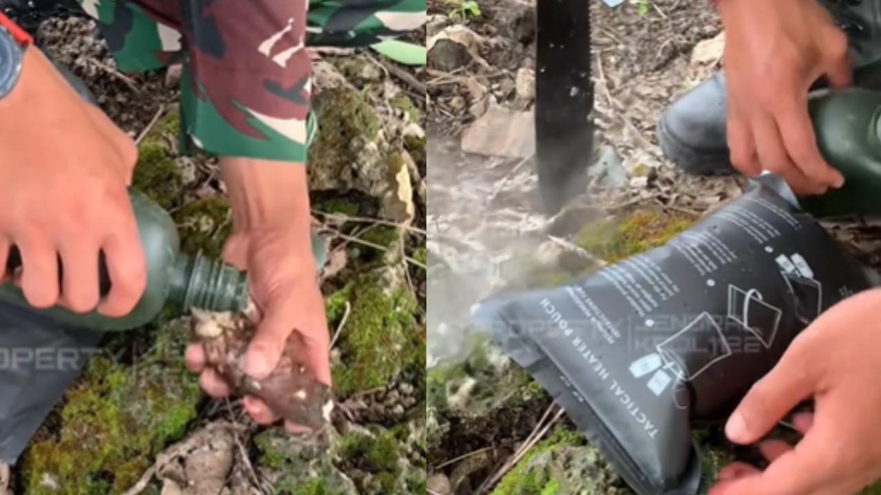 Lagi Jelajah Hutan, Anggota TNI AD Punya Cara Unik Merebus Talas Tidak Pakai Api