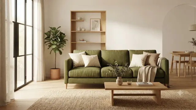 Warna Sofa Ruang Tamu Hijau Zaitun