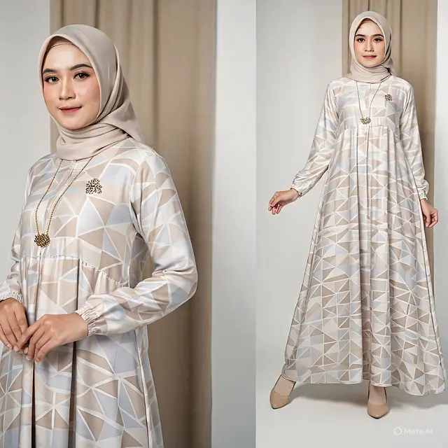 Gamis Motif Geometris Kontemporer