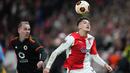 AS Roma dipaksa mengaku kalah oleh tuan rumah Slavia Praha dengan skor 0-2. (AP Photo/Petr David Josek)