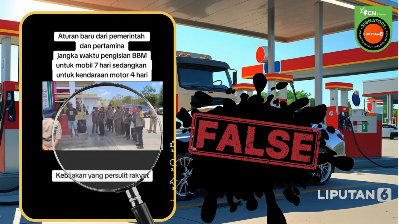 Tangkapan layar klaim pemerintah dan Pertamina keluarkan aturan jangka waktu pengisian BBM 7 hari untuk mobil dan 4 hari motor