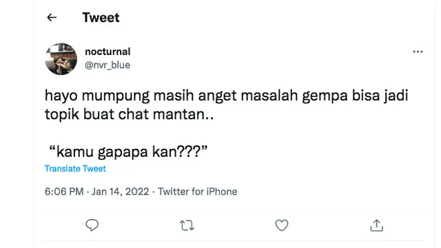 8 Twit Kocak Tentang Gempa Jadi Ajang Hubungin Mantan Pacar