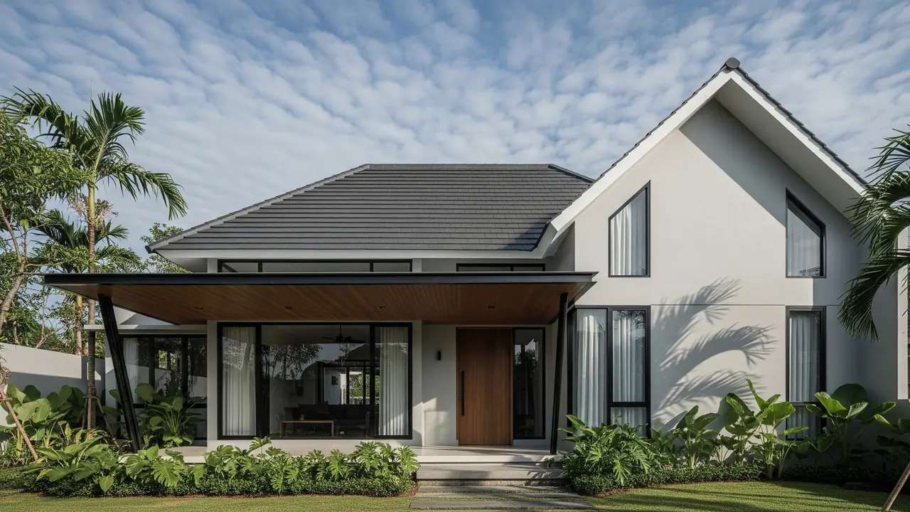 4 Model Rumah Minimalis dengan Atap Kombinasi Pelana dan Kanopi Modern yang Fungsional