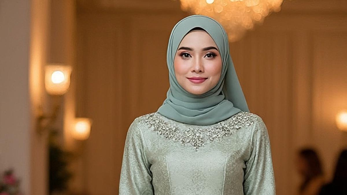 6 Pilihan Gamis Brokat Islami Warna Sage untuk Lamaran, Anggun dan Berkesan
