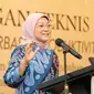 Menteri Ketenagakerjaan, Ida Fauziyah saat membuka Bimtek Pengupahan Berbasis Produktivitas di Mojokerto, Jawa Timur, Selasa (20/2/2024).