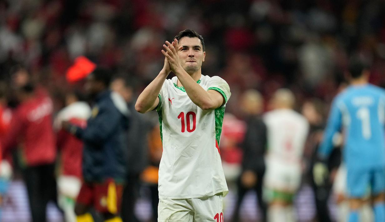 Sementara itu, Brahim Diaz berhasil mempertajam catatannya menjadi pencetak gol terbanyak sementara Piala Afrika 2025 dengan mengoleksi 5 gol. (AP Photo/Mosa'ab Elshamy)