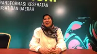 Kepala Biro Komunikasi dan Pelayanan Publik Kemenkes Siti Nadia Tarmizi usai Rapat Kerja Kesehatan Nasional di Balai Sidang Jakarta Convention Center, pada Kamis (23/2/2023). Foto: Ade Nasihudin.