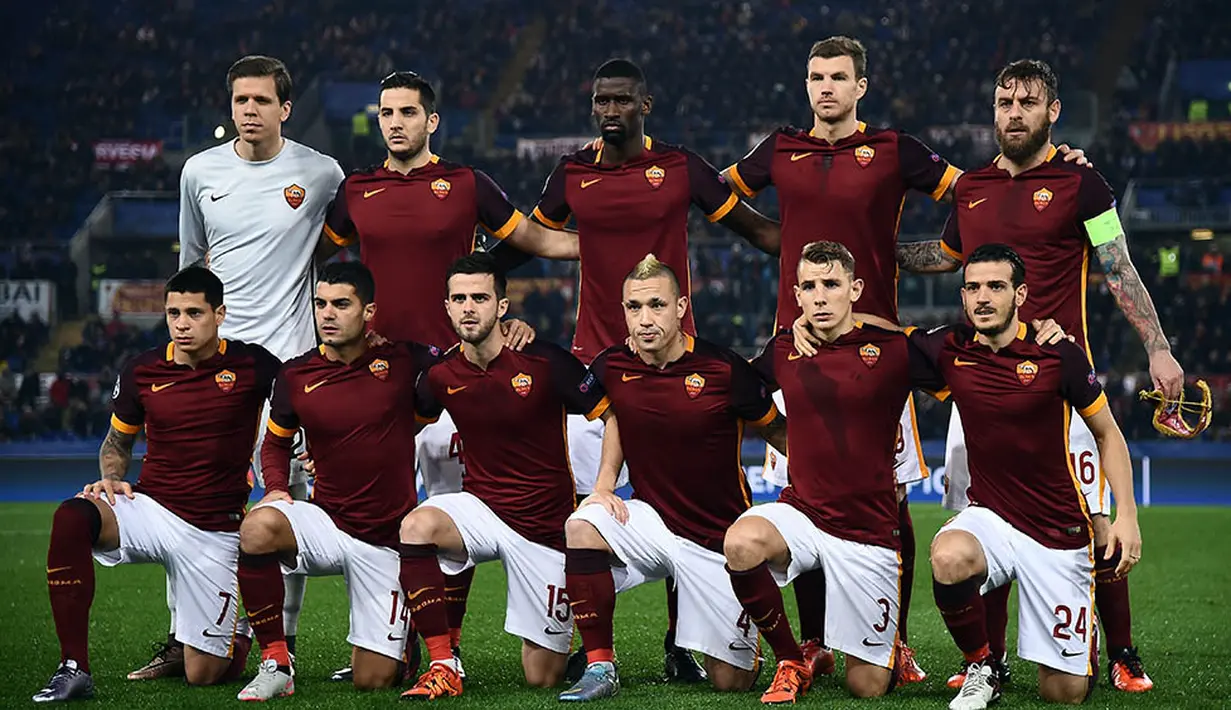 Runner-Up grup E, AS Roma. Klub asal ibukota Italia itu berharap bisa membuat kejutan pada gelaran Liga Champions musim ini. (AFP/Filippo Monteforte)