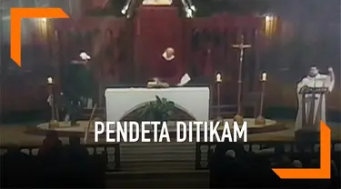 Sebuah rekaman video pendeta ditikam saat misa beredar langsung di tv lokal Kanada.