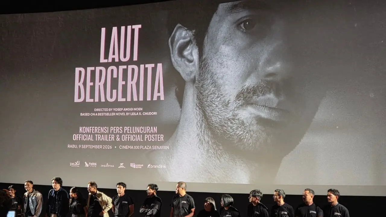 Konferensi pers film Laut Bercerita, (Ratnaning Asih/ Liputan6.com)