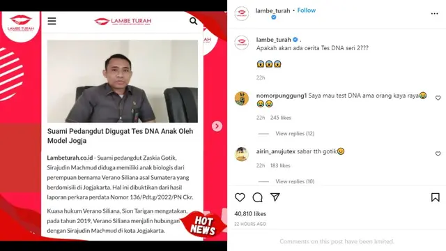Gugatan Veranosiliyana terhadap suami Zaskia Gotik terdaftar dalam nomor 136/Pdt.G/2022/PN Ckr (https://www.instagram.com/p/Cf8xbfRPaKZ/)