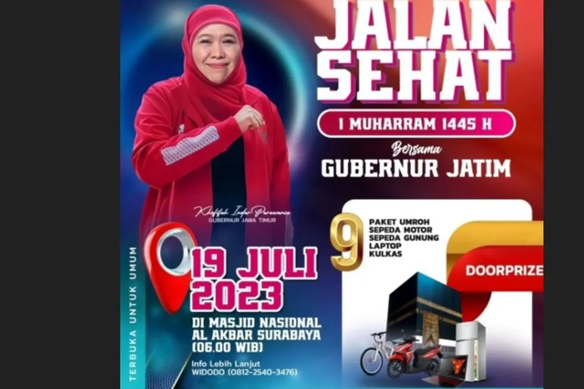 Khofifah gelar jalan sehat sambut 1 Muharram berhadiah umrah. (Istimewa)