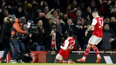 Arsenal sukses menaklukkan West Ham United pada laga pekan ke-17 Premier League 2022/2023 di Emirates Stadium, Selasa (27/12/2022). (AP Photo/David Cliff)