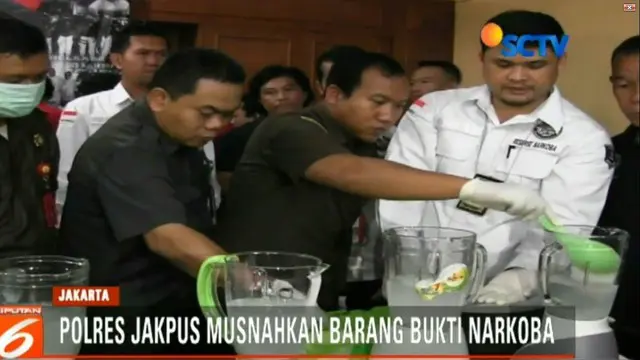 Satnarkoba Polresta Jakarta Pusat musnahkan barang bukti narkoba hasil tangkapan selama Januari hingga Februari.