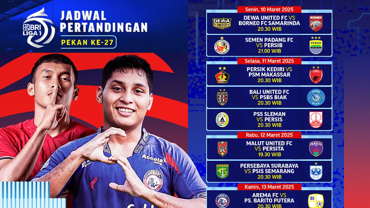Jadwal BRI Liga 1 2024/2025 Pekan 27