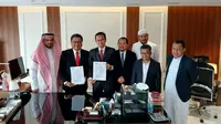 BPKH Limited, anak usaha Badan Pengelola Keuangan Haji (BPKH) di Kerajaan Arab Saudi dan PT Pos Indonesia meneken Nota Kesepahaman tentang Kerja Sama Bisnis Ekosistem Haji dan Umrah, Jumat, 9 Maret 2024 di Jeddah Arab Saudi. (Ist).