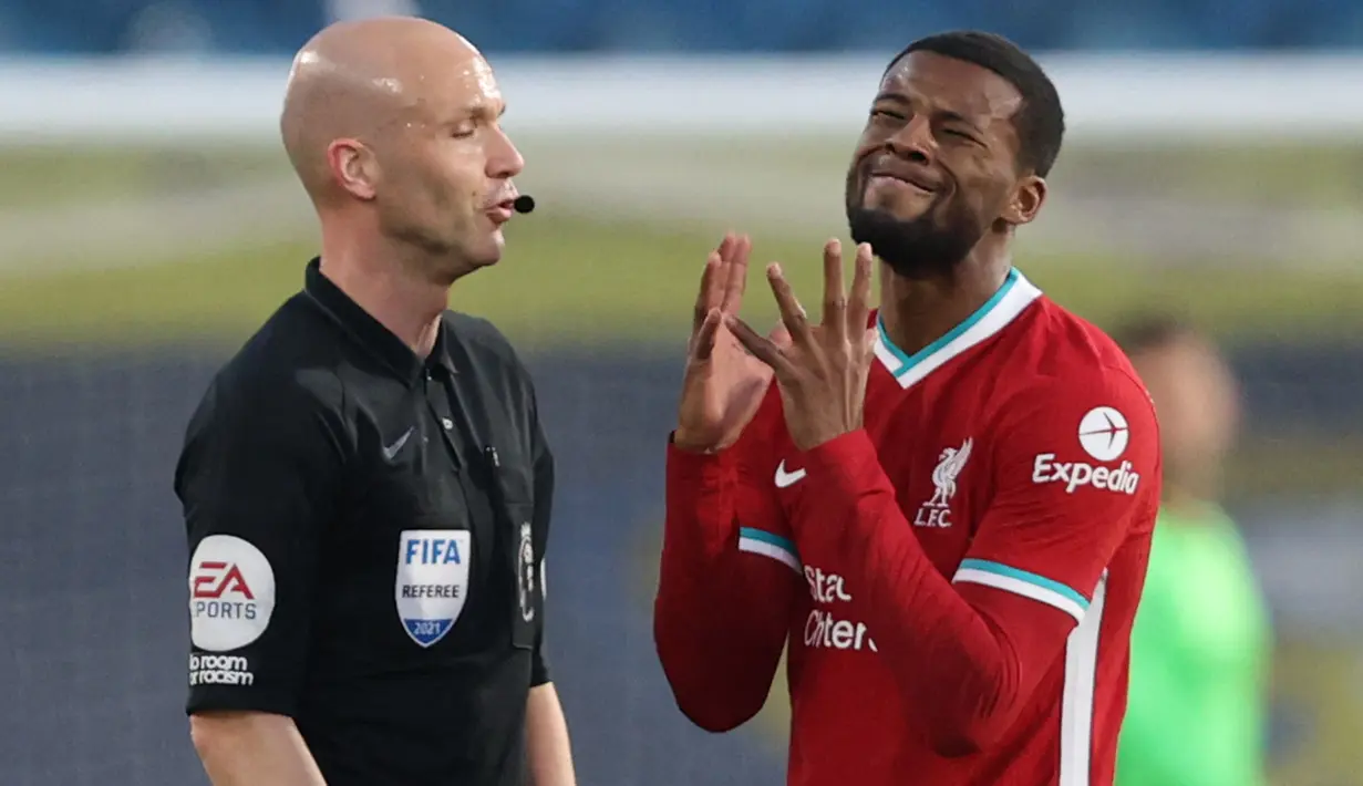 Georginio Wijnaldum menjelma menjadi salah satu gelandang terbaik di Eropa bersama Liverpool. Ia bahkan mampu mempersembahkan gelar Liga Champions 2018/2019. Musim ini, Wijnaldum memutuskan untuk ke PSG dan lebih banyak dicadangkan. (AFP/Clive Brunskill)