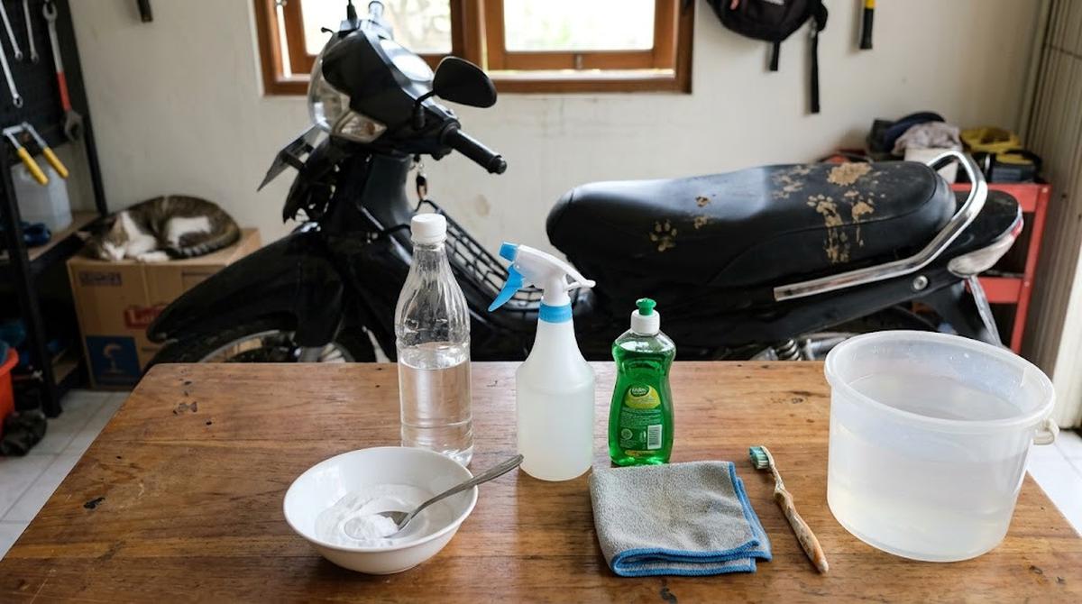 Bahan Rumahan yang Bisa Digunakan untuk Membersihkan Jok Motor dari Kotoran Kucing/AI Generated