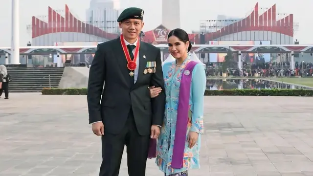 Annisa Pohan tampil menawan dan mencuri perhatian di HUT TNI Ke-79 (Instagram/@agusyudhoyono dan @annisayudhoyono)