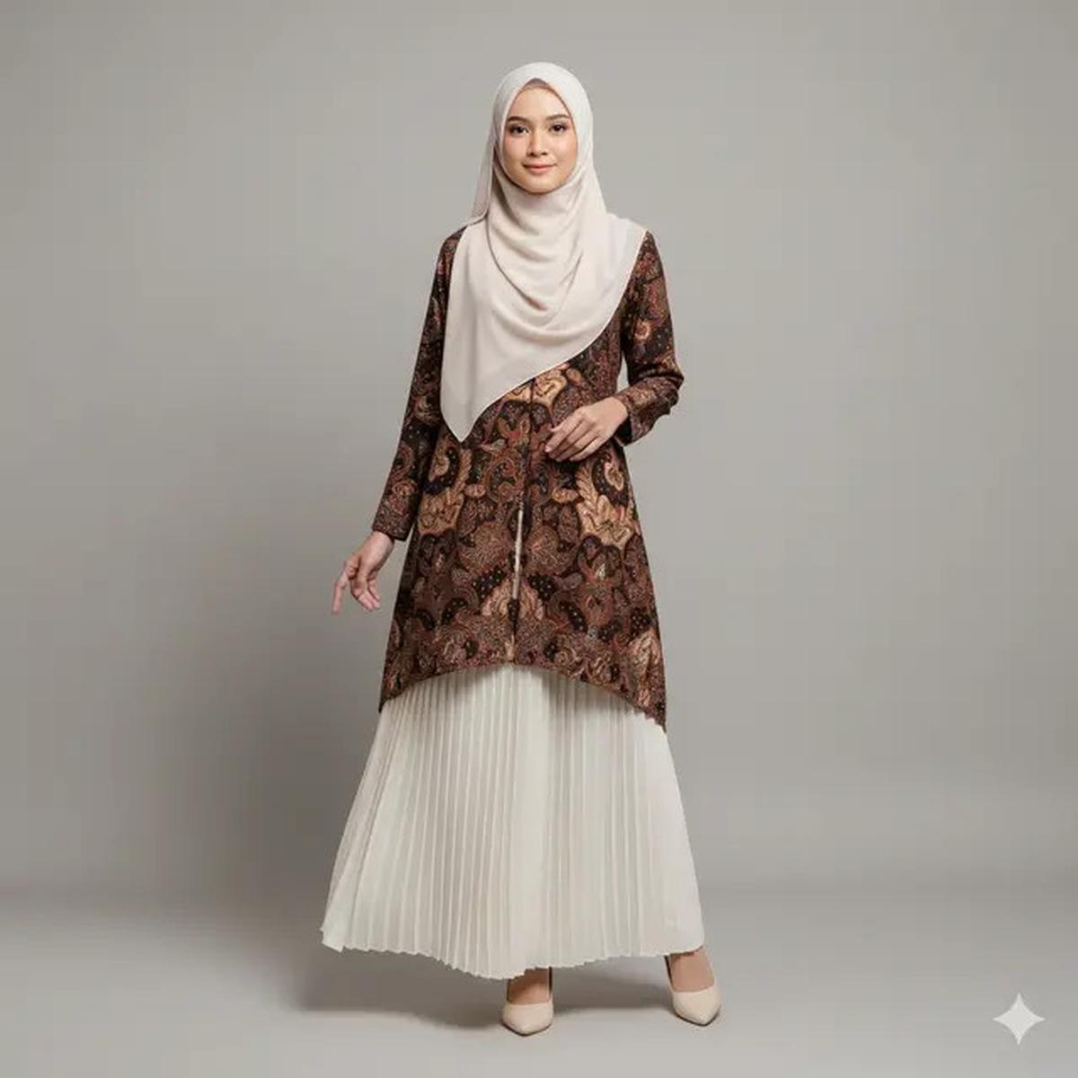 7 Model Gamis Batik Kombinasi Kain Polos Tren 2025, Tampil Anggun dan Modern