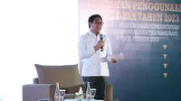 Mendes PDTT Gus Halim di hadapan ratusan kepala desa (Kades) se-Jawa Timur saat Sosialisasi Kebijakan Penggunaan Dana Desa Tahun 2023 di Madiun, Jawa Timur, Minggu (13/11/2022).(Dok Kemendes PDTT)