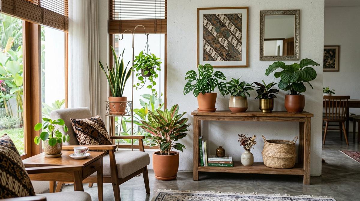 Cara Menata Tanaman Hias di Rumah agar Tidak Terlihat Seperti Kebun (AI Generated)