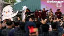 Suasana peluncuran maskot dan juga jingle Pemilu 2024 oleh Komisi Pemilihan Umum (KPU) RI di Ancol, Jakarta, Jumat (2/12/2022). Jingle atau lagu untuk mengawal Pemilu 2024 bertajuk "Memilih untuk Indonesia" itu dibawakan oleh band papan atas Indonesia, yakni Band Coklat. (Liputan6.com/Johan Tallo)