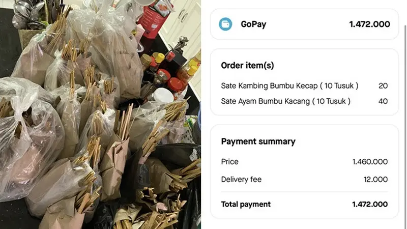 Pesan Sate 60 Tusuk Malah Jadi 60 Porsi, Dompet Digital Warganet Ini Auto Jebol