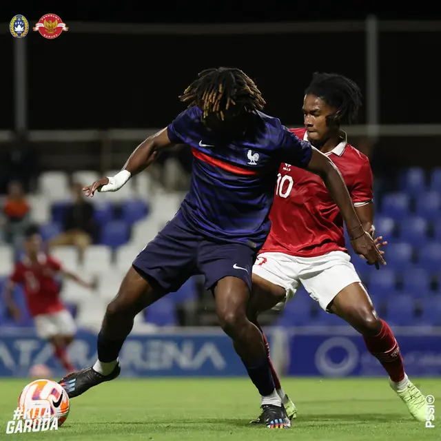 Penyerang Timnas Indonesia U-20, Ronaldo Kwateh ketika berhadapan dengan Prancis U-20.