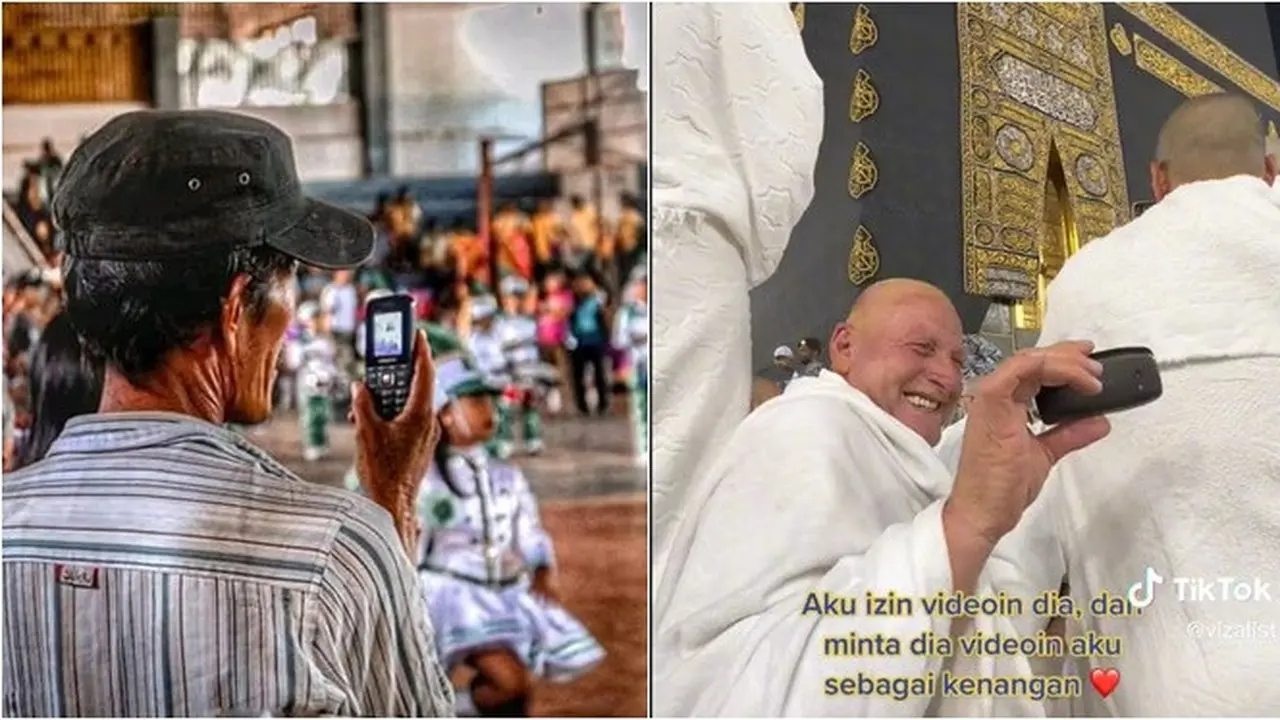 6 Potret Bapak-Bapak Rekam Momen Pakai HP Jadul, Bikin Tersentuh