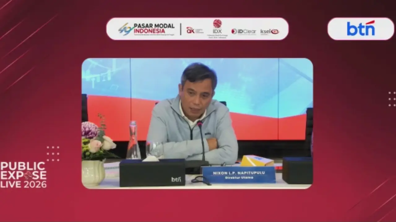 Direktur Utama BTN Nixon L.P. Napitupulu dalam gelaran Public Expose Live 2026, Kamis (10/9/2026). (Liputan6.com/Arief)