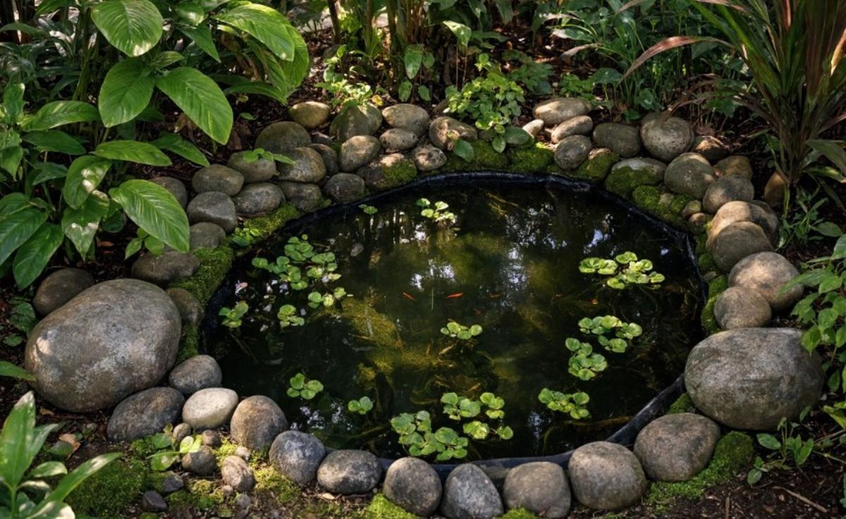 Cara Membuat Kolam Mini Natural dengan Lumut dan Batu Kali dari Galon Bekas