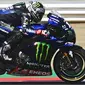 Maverick Vinales saat mengikuti sesi kualifikasi MotoGP San Marino di Sirkuit Misano, Sabtu (12/9/2020). (ANDREAS SOLARO / AFP)