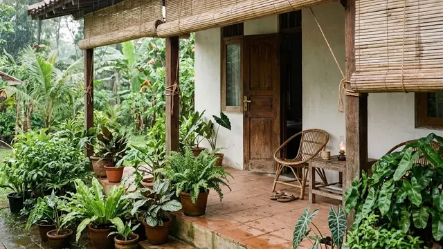 Pasang Tirai Outdoor untuk Menahan Tampias dari Samping