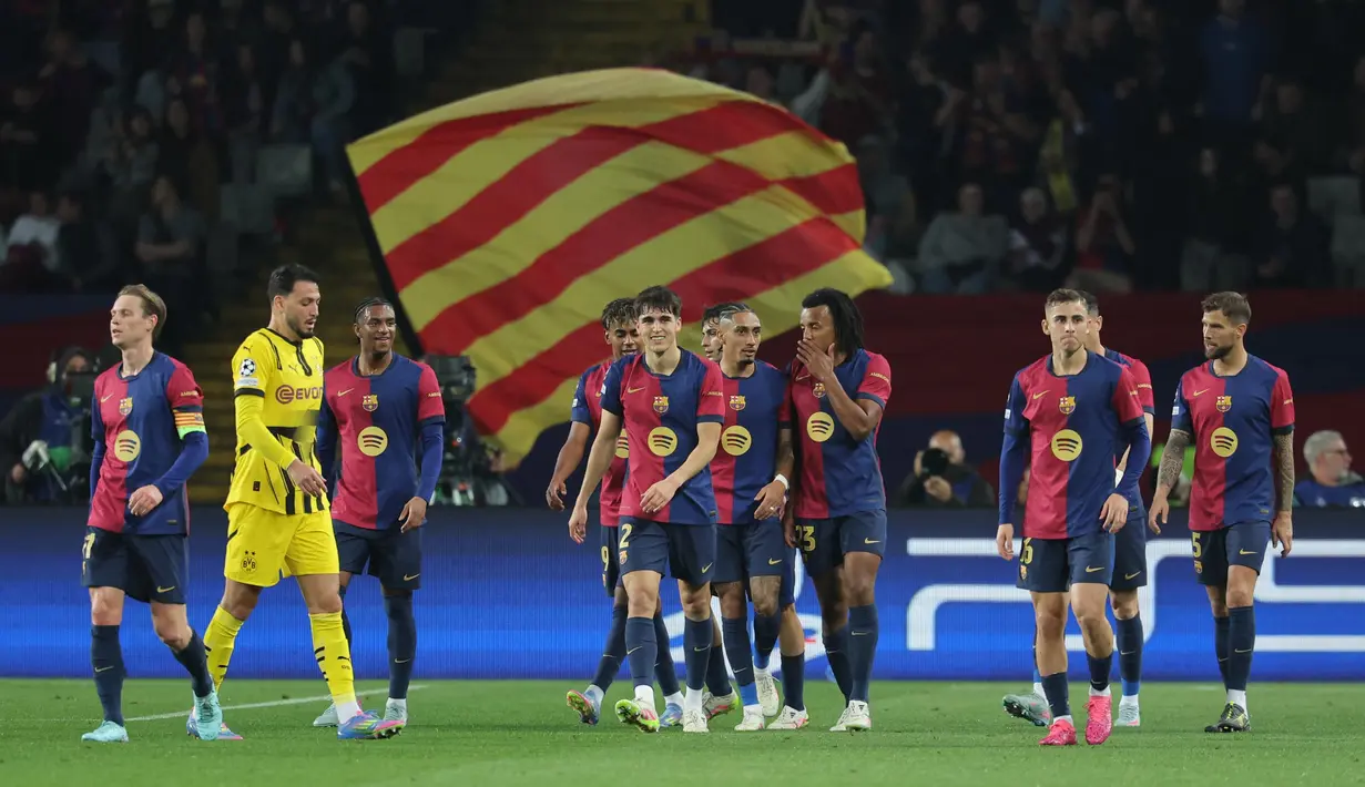 Berstatus tuan rumah, Barcelona mendominasi jalannya pertandingan dan menang 4-0 atas Borussia Dortmund. (LLUIS GENE/AFP)