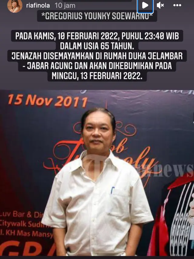 Unggahan Nola Be3 soal Younky Soewarno. (Foto: Dok. Instagram @riafinola)