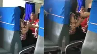 Penumpang marah-marah dengan petugas pemeriksa tiket kereta api KA 464 relasi Rangkasbitung - Merak.viral di media sosial. (Liputan6.com/ Istimewa)