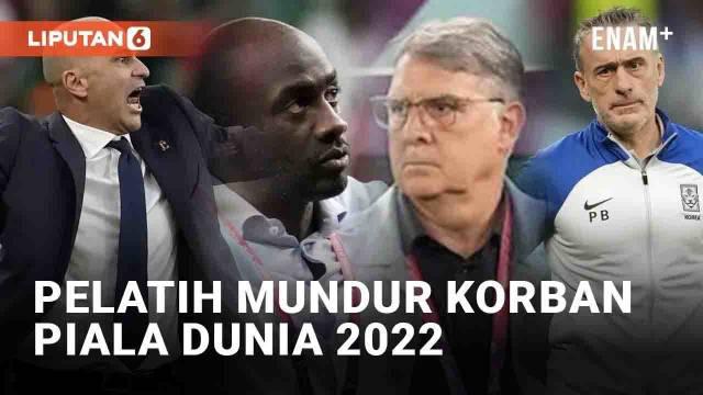 Babak 16 besar Piala Dunia 2022 Qatar telah usai. Sejumlah pelatih mundur usai bawa tim melangkah lebih jauh ke ajang 4 tahunan ini. Pelatih Belgia Roberto Martinez mundur usai gagal di babak grup.