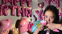 Jisoo Blackpink ulang tahun ke-28 dengan segala atribut Hello Kitty. (Dok: Instagram @sooyaaa)