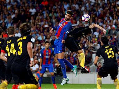 Barcelona harus puas bermain imbang 1-1 kontra Atletico Madrid dalam laga pekan kelima La Liga Spanyol musim ini yang berlangsung di Camp Nou, Kamis (22/9/2016) dini hari WIB. (Reuters/Albert Gea)