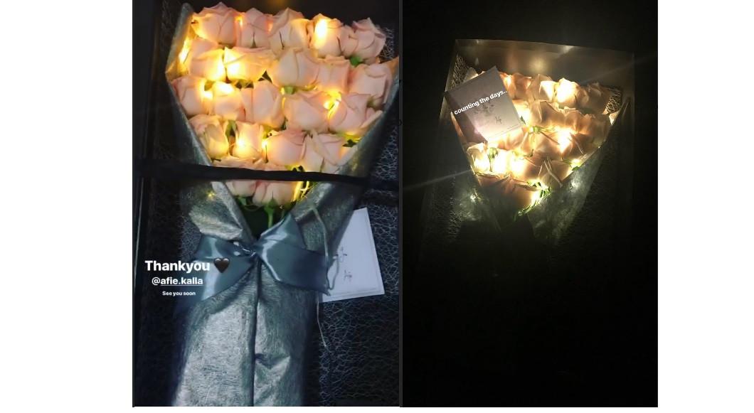 Tistha Nurma mendapat kejutan dari sang kekasih, Afie Kalla (Foto: Instagram Stories)