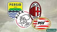 Logo klub Persib, Ajax, PSV dan AC Milan. (Bola.com/Dody Iryawan)