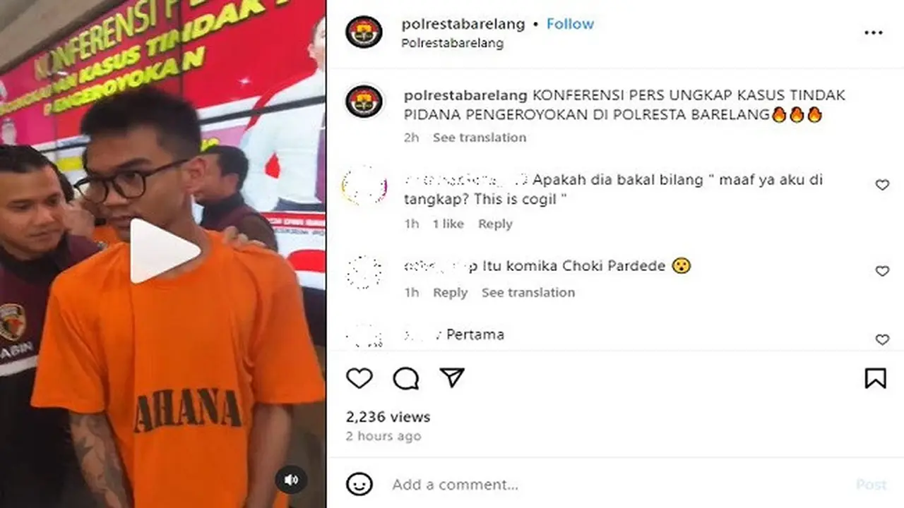 Seleb TikTok Satria Mahathir bersama tiga rekannya ditangkap aparat Polresta Barelang lantaran diduga terlibat kasus penganiayan terhadap anak anggota DPRD Kepulauan Riau berinisial RA. (Instagram @polrestabarelang)
