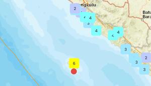 Gempa Magnitudo 5,6 menguncang Pulau Enggano, Bengkulu, Sabtu (27/12/2025) pukul 07:22:32 WIB. (Foto: laman aplikasi BMKG).