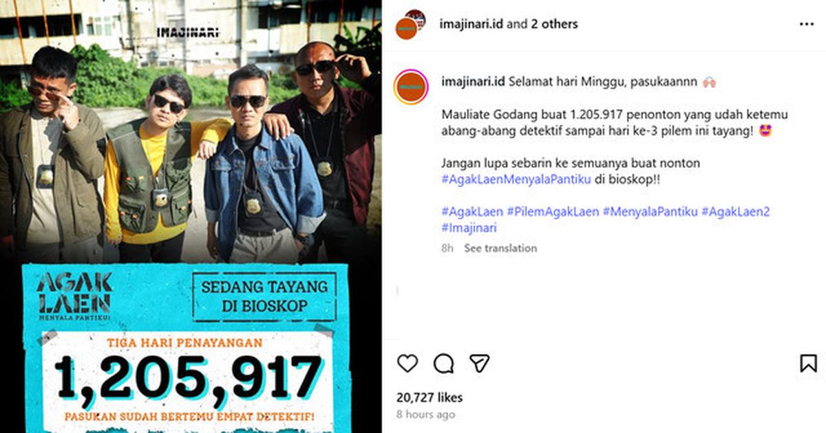 Film Agak Laen 2 Terus Ngegas, Tembus 1,2 Juta Penonton dalam Waktu 3 Hari