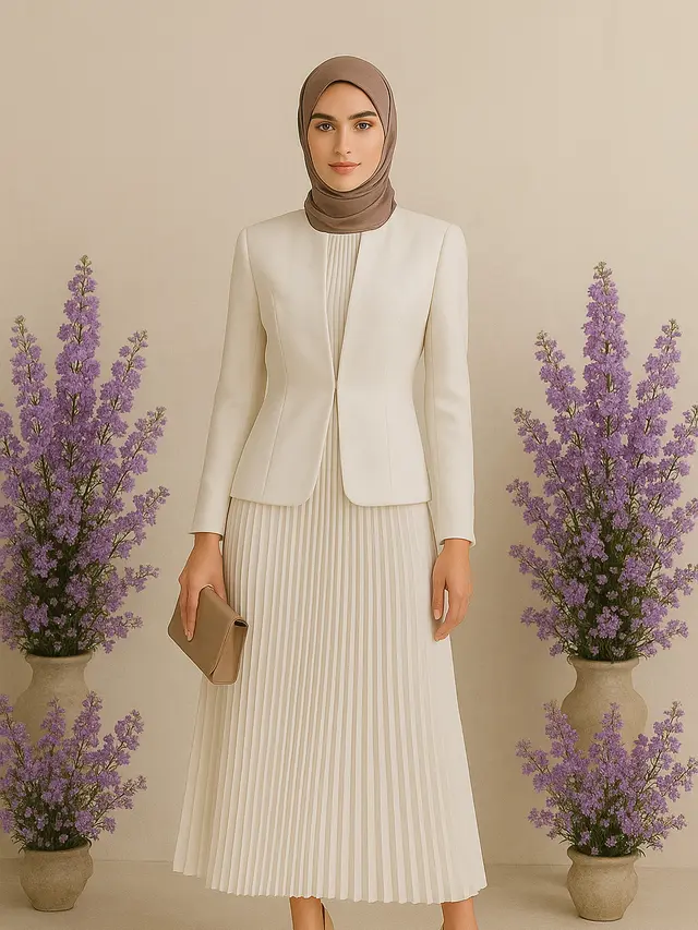 Model Blazer dan Dress Putih