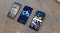 3 smartphone Honor yang akan dirilis ke Indonesia, Honor 9 Lite (kiri), Honor 7X (tengah), dan Honor View 10 (kanan) Liputan6.com/ Agustin Setyo Wardani