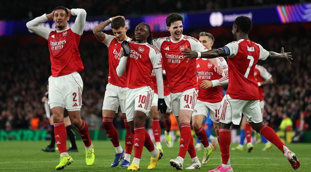 Arsenal berhasil memetik kemenangan atas Bayer Leverkusen dalam laga leg 2 babak 16 besar Liga Champions 2025/2026, Selasa (17/03/2026) waktu setempat. (AP Photo/Ian Walton)